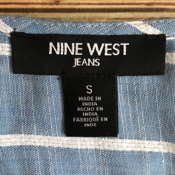 Nine West Jeans Lucy Shirt Top Blouse Blue Stripe - Picture 3 of 8